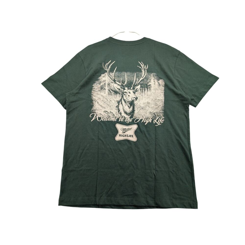 NWT Urban Outfitters Miller High Life Buck Graphic Tee in Green size Medium